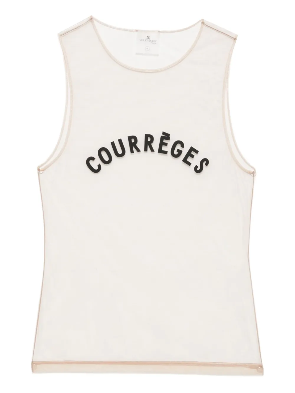 Courrèges logo-print tulle top
