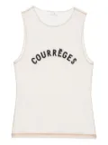 Courrèges logo-print tulle top - Neutrals
