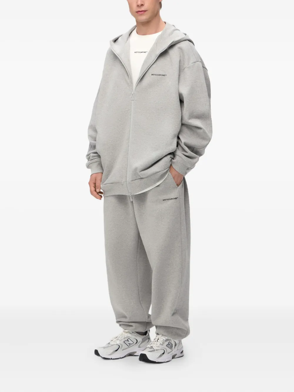 Monochrome Zip-up Hoodie In Gray