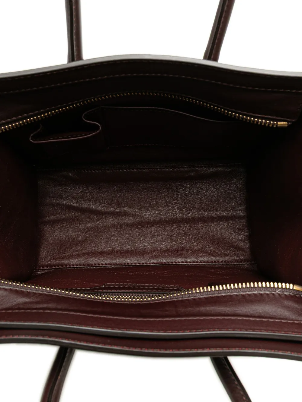 Pre-owned Celine 2012 Micro Bicolor Leather Trimmed Canvas Luggage Tote Handbag