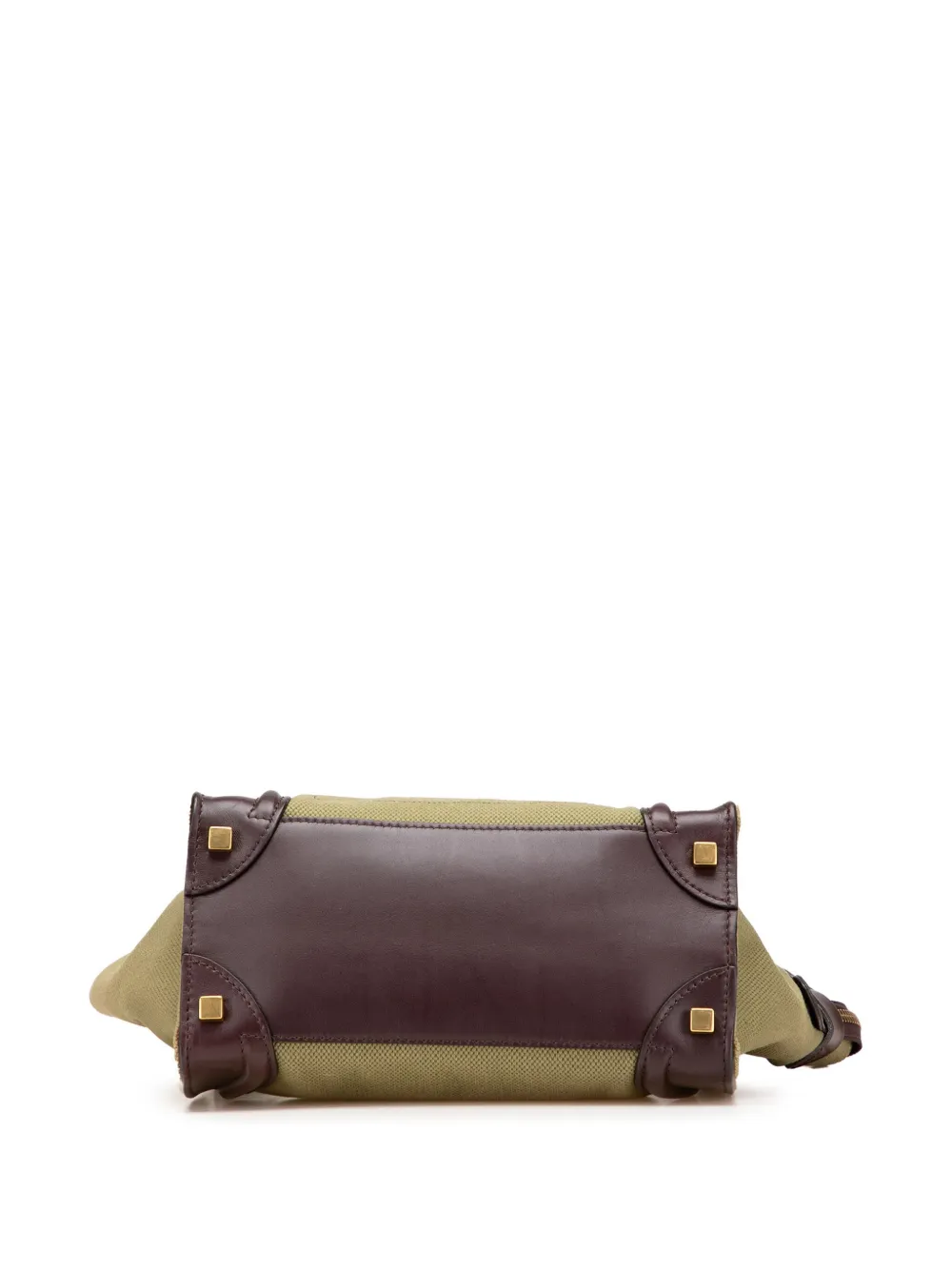 Pre-owned Celine 2012 Micro Bicolor Leather Trimmed Canvas Luggage Tote Handbag