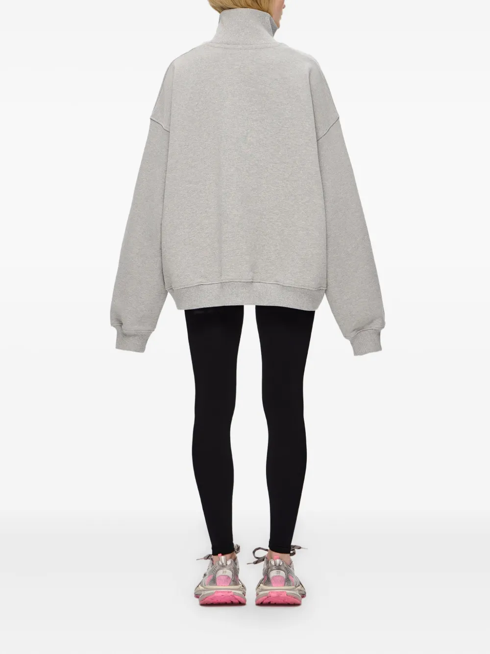 Monochrome Half-zip Cotton Sweatshirt In Gray