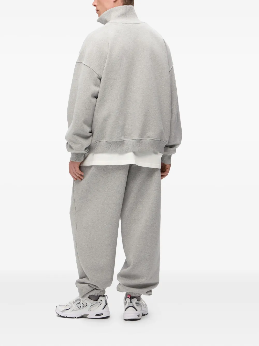 Monochrome Half-zip Cotton Sweatshirt In Gray