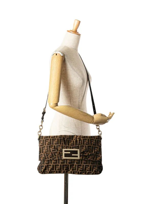 Fendi Pre-Owned 2010-2025 Zucca Canvas Mia Flap Crossbody Bag