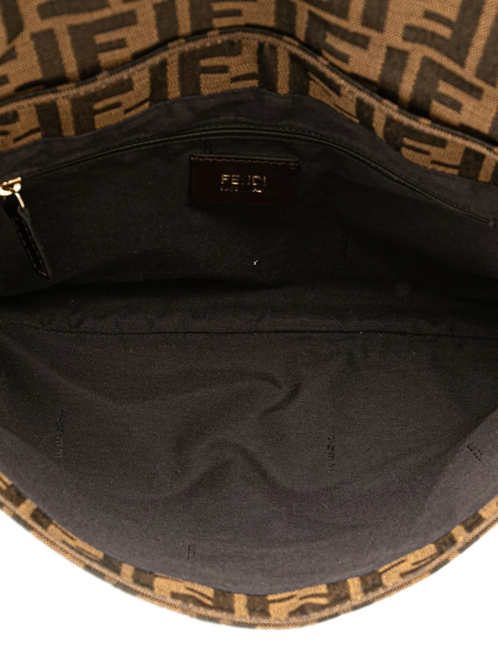 Pre-owned Fendi 2010-2025 Zucca Canvas Mia Flap Crossbody Bag