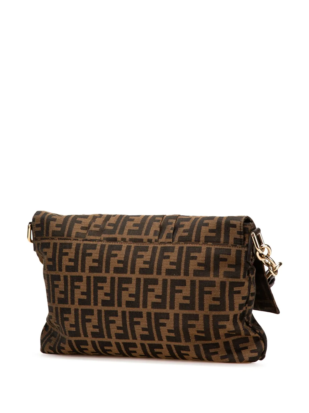 Pre-owned Fendi 2010-2025 Zucca Canvas Mia Flap Crossbody Bag