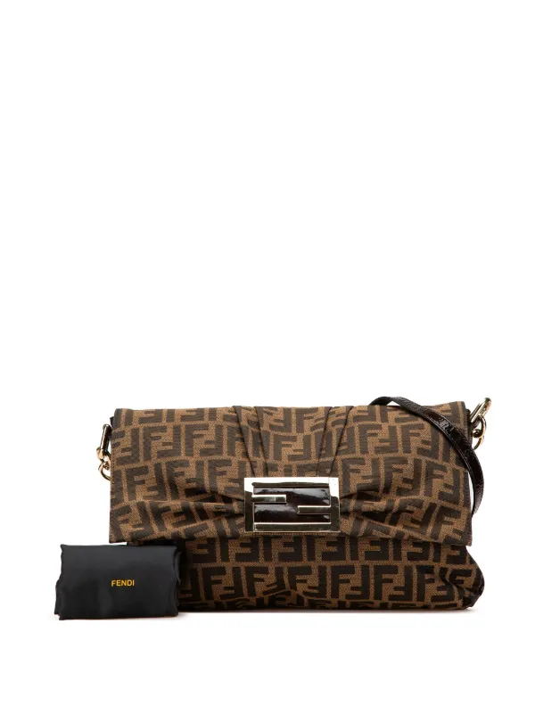 Fendi Pre-Owned 2010-2025 Zucca Canvas Mia Flap Crossbody Bag