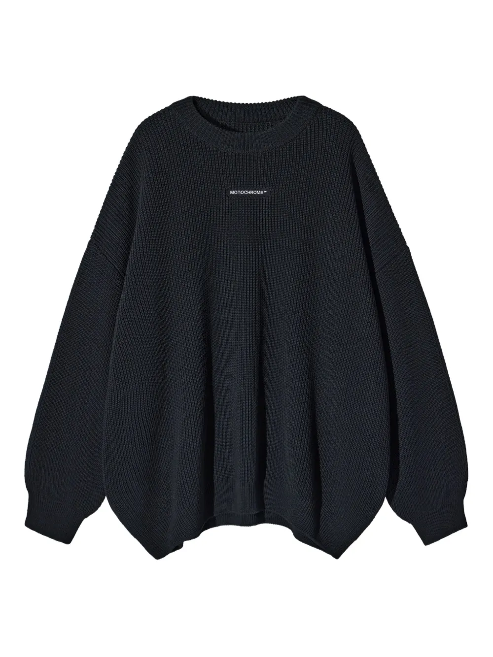 Monochrome Ribbed Cotton Sweater In Black