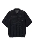 MONOCHROME open-knit polo shirt - Black
