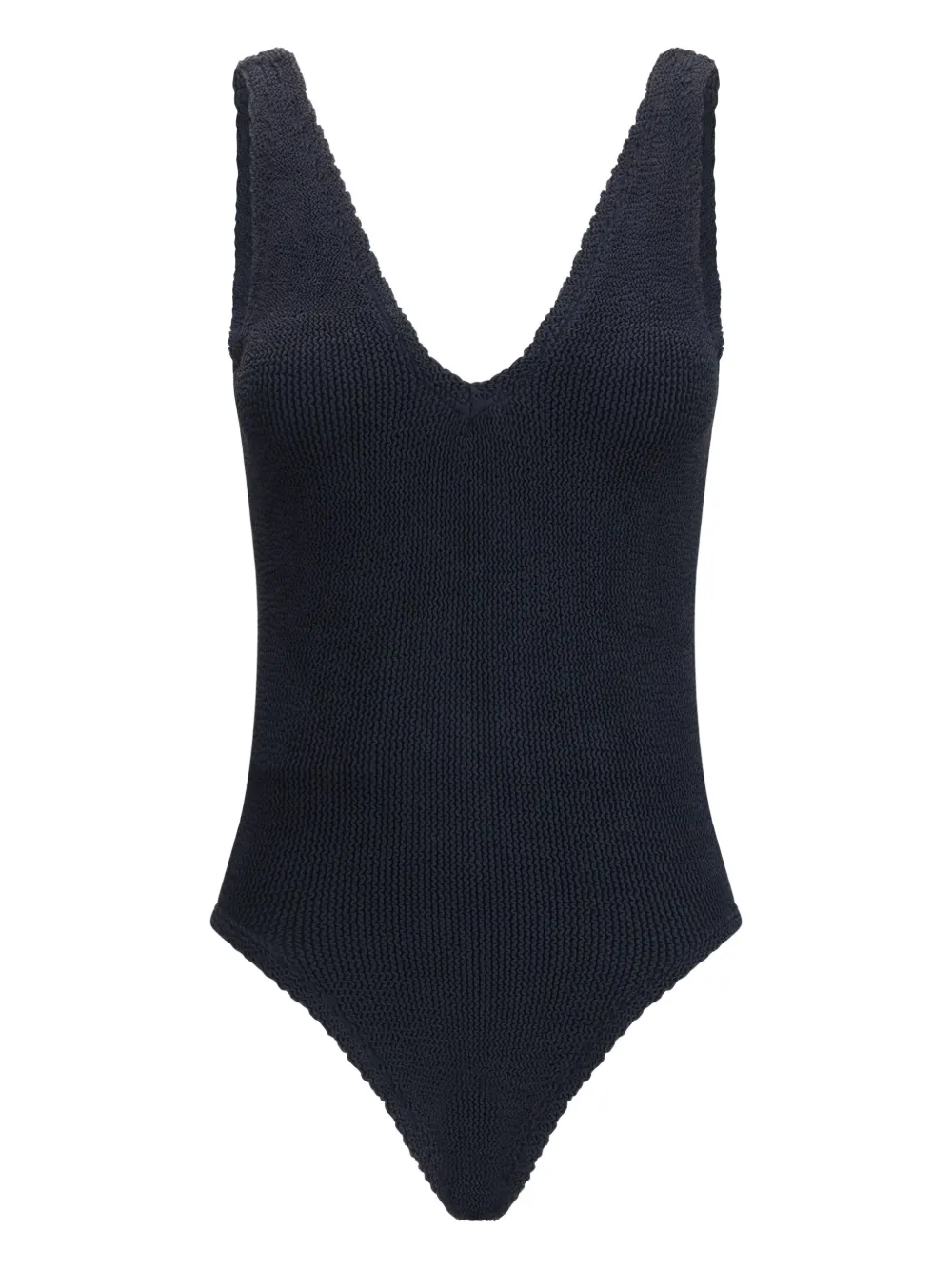 Hunza G Sadie V-neck Ribbed Swimsuit In Blue