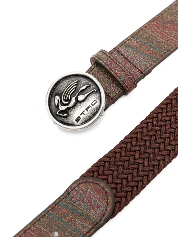ETRO KIDS Braided Leather Belt | Brown | FARFETCH display picture 3