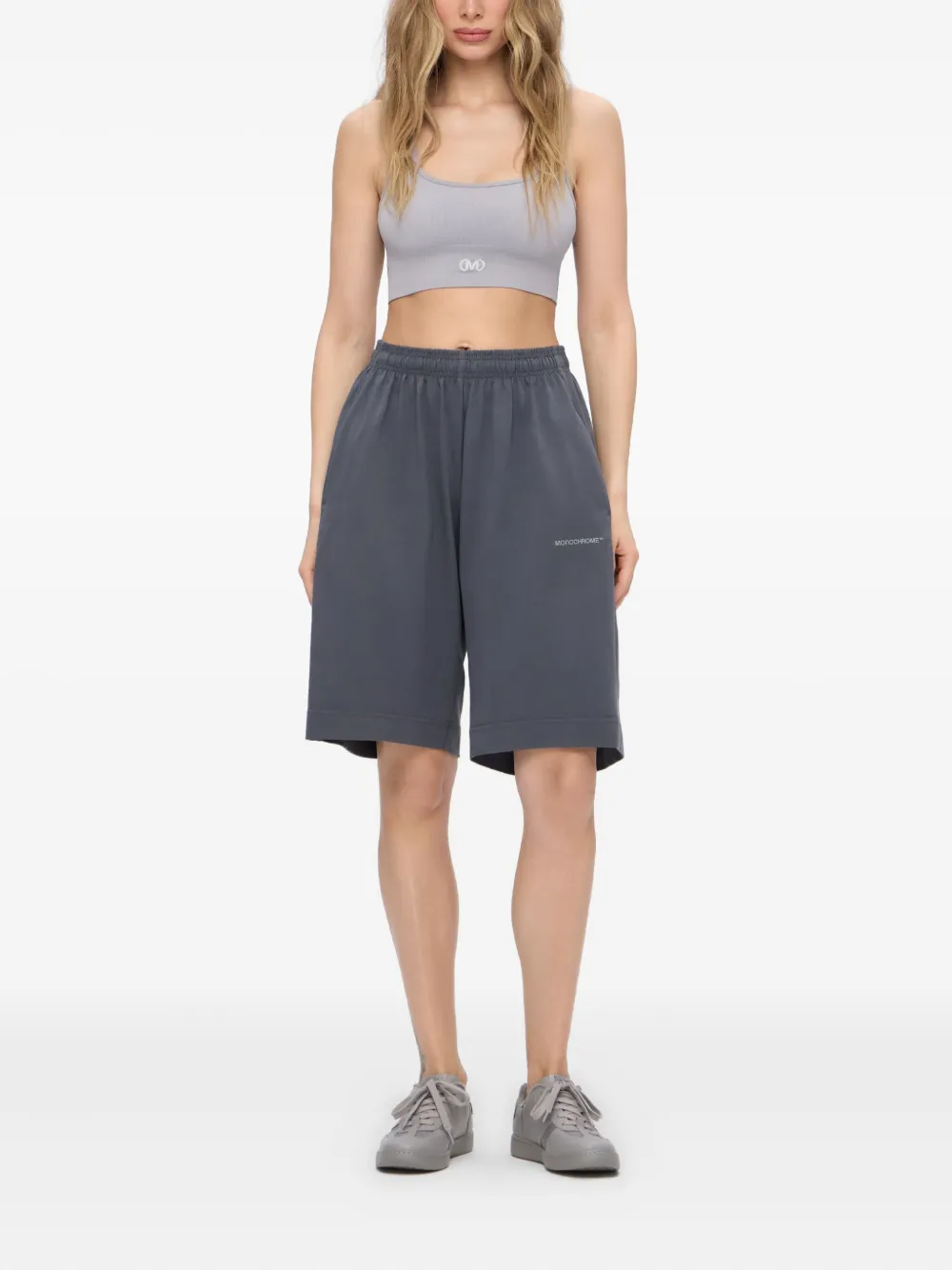 MONOCHROME Katoenen shorts met elastische tailleband Grijs