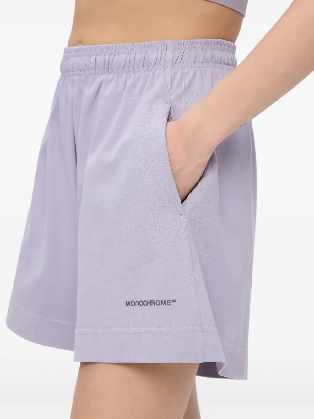 MONOCHROME Katoenen shorts met elastische tailleband Paars