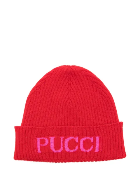 PUCCI Junior logo-intarsia ribbed beanie
