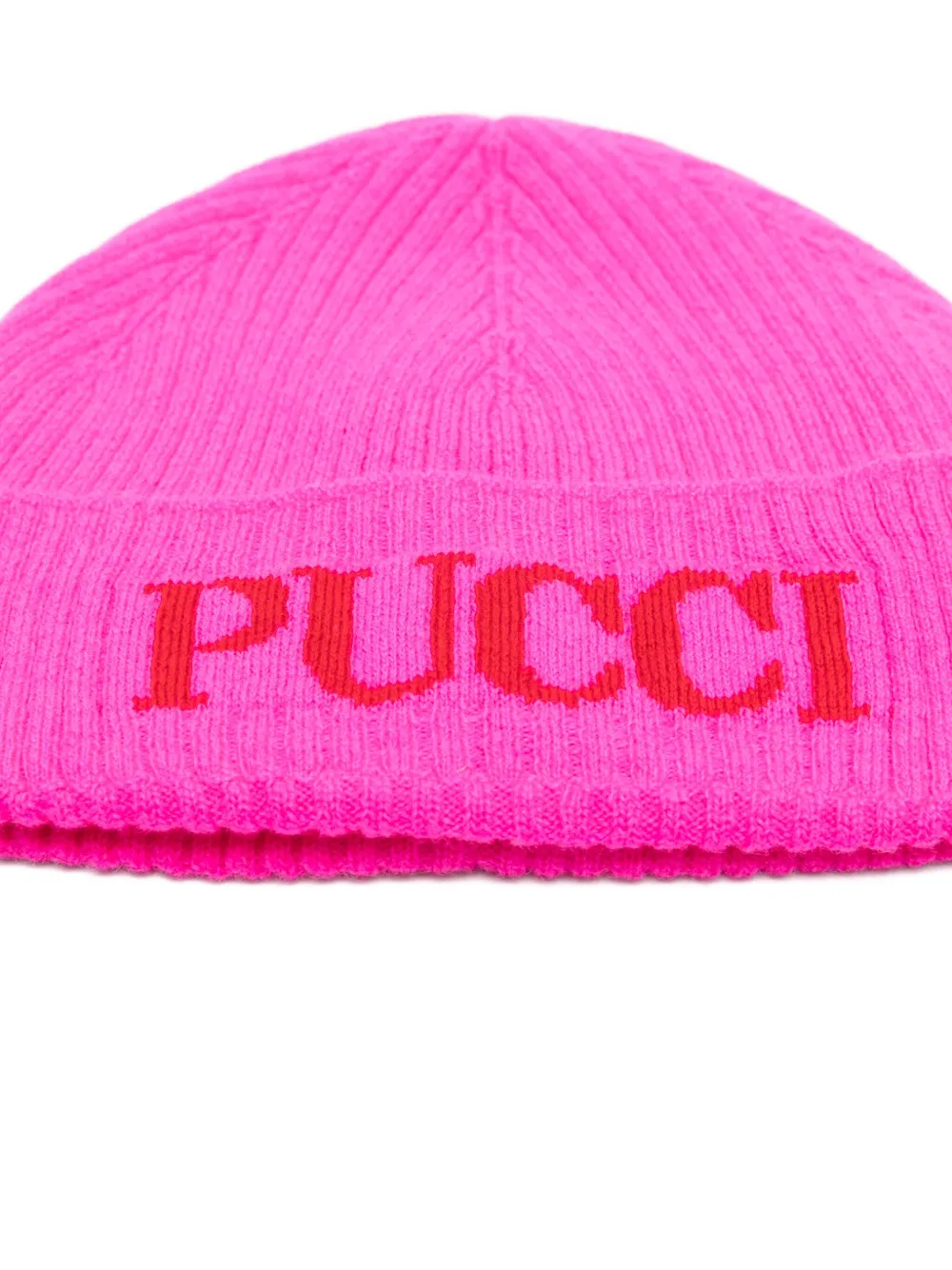 PUCCI Junior ribbed-knit logo beanie Roze