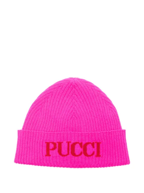 PUCCI Junior ribbed-knit logo beanie