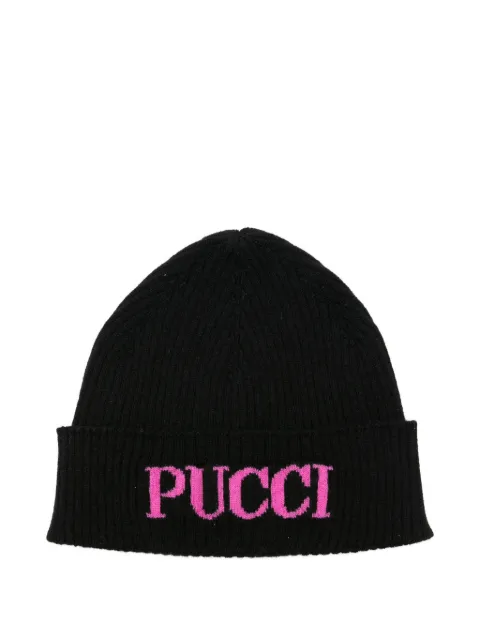 PUCCI Junior logo-intarsia beanie