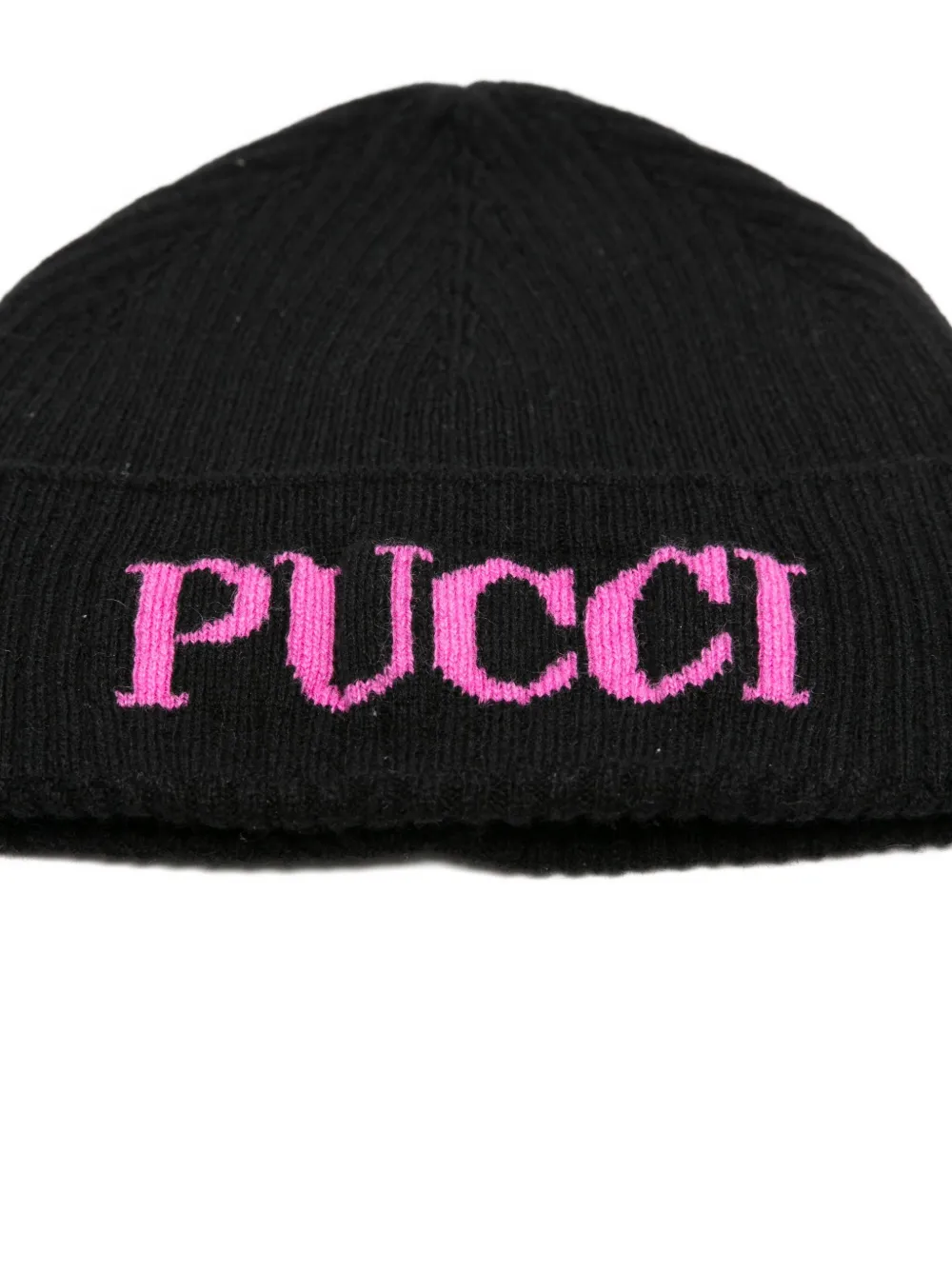 PUCCI Junior logo-intarsia beanie Zwart
