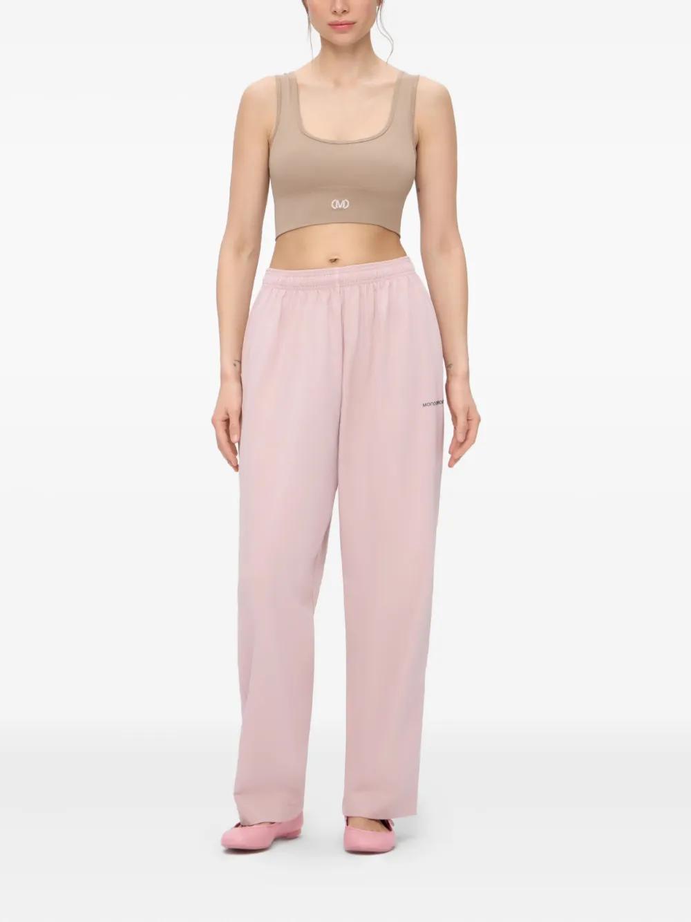 Monochrome Elastic-waistband Cotton Track Pants In Pink