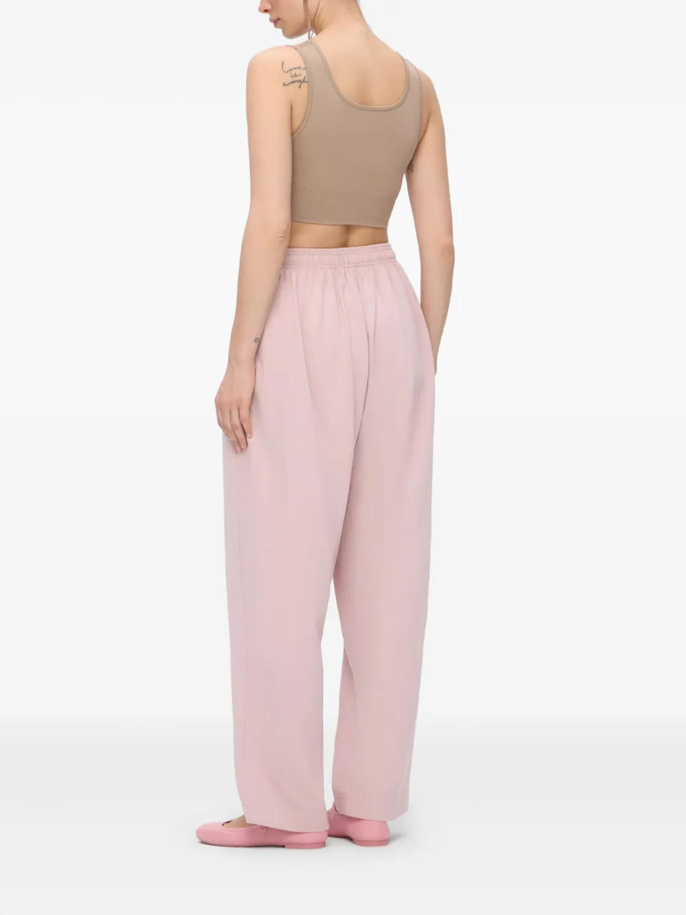 Monochrome Elastic-waistband Cotton Track Pants In Pink