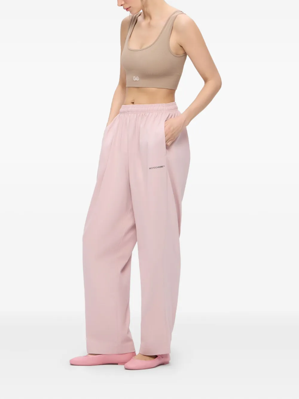 Monochrome Elastic-waistband Cotton Track Pants In Pink