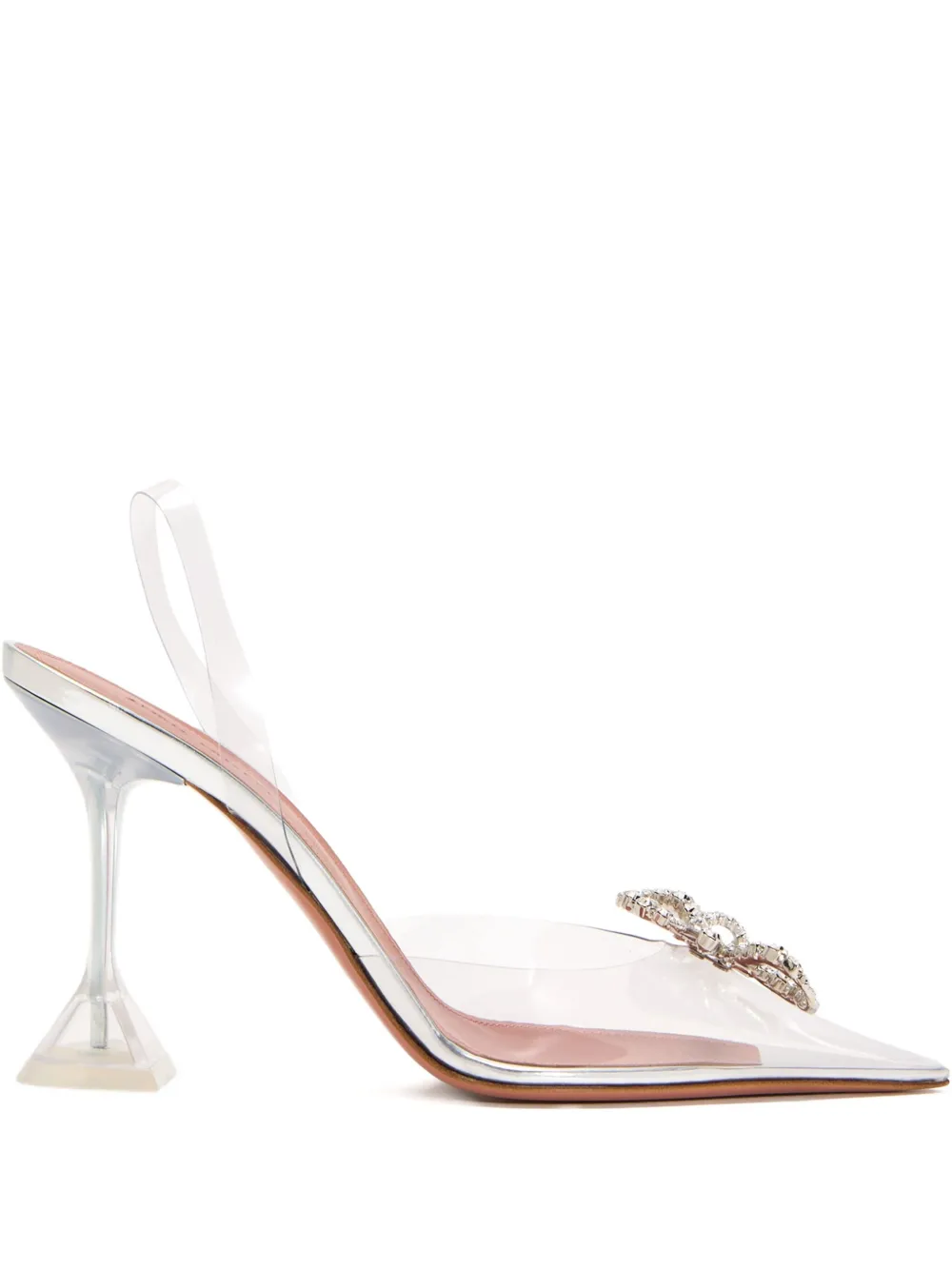 Amina Muaddi 95mm Rosie crystal-bow slingback pumps White