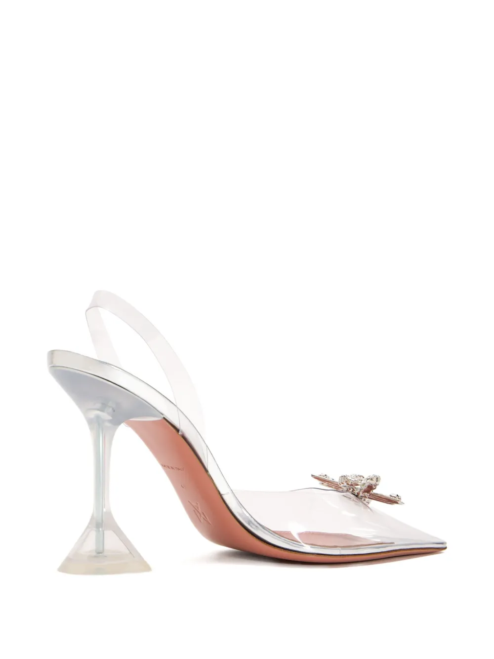 Amina Muaddi 95mm Rosie crystal-bow slingback pumps White