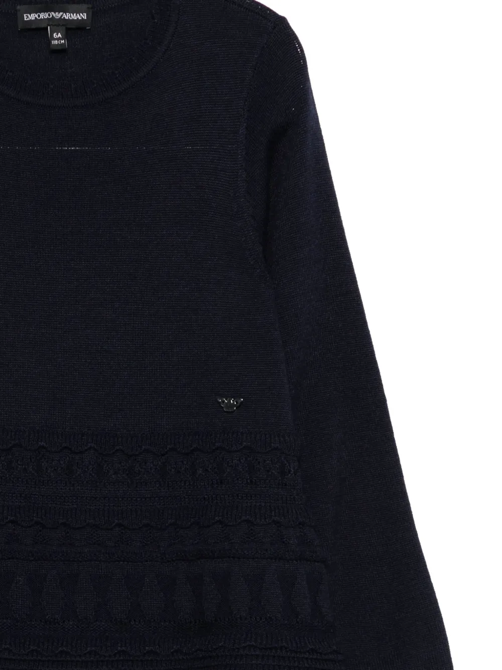 Emporio Armani Kids lace knit dress Blauw