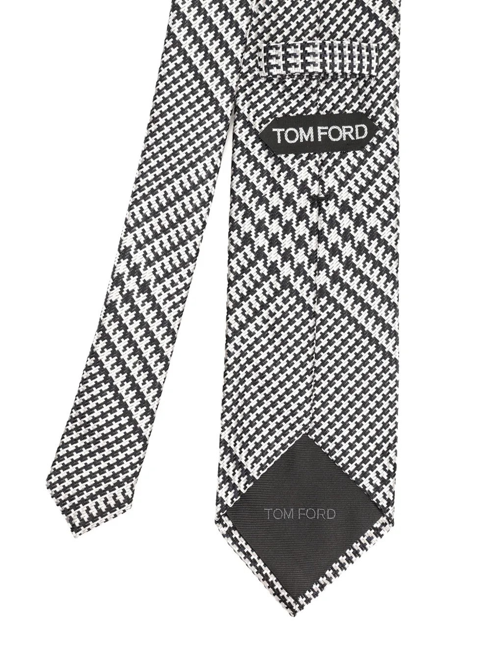 TOM FORD houndstooth-pattern silk tie Zwart
