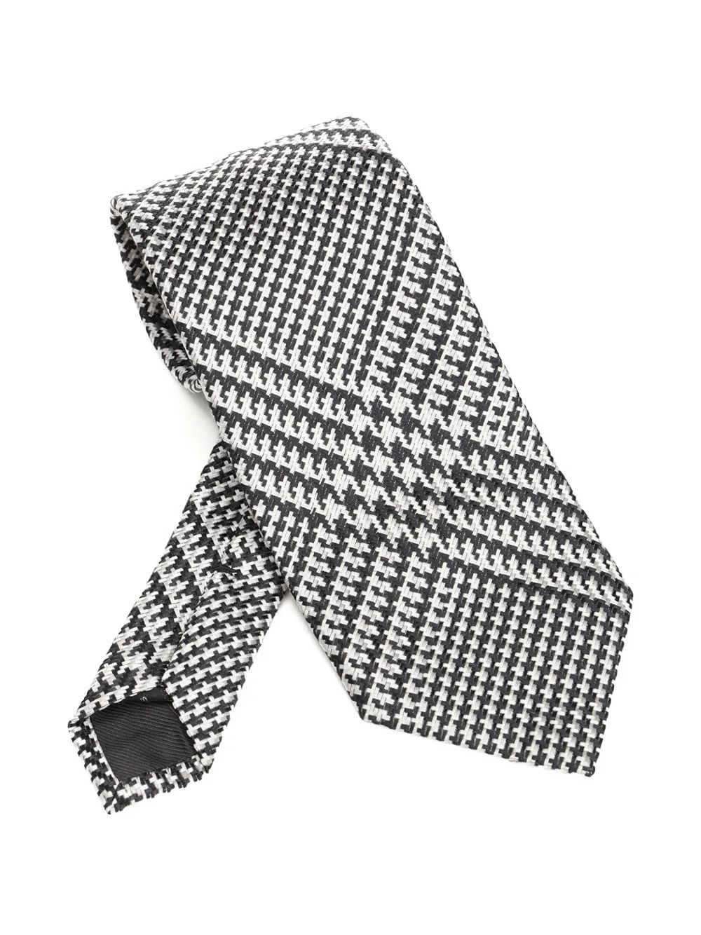 TOM FORD houndstooth-pattern silk tie Zwart