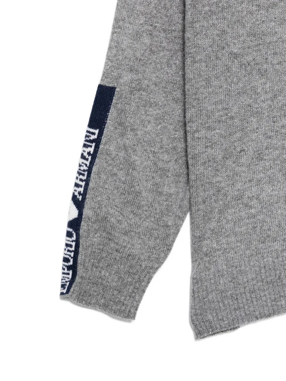 Emporio Armani Kids logo-detail wool sweater Grijs