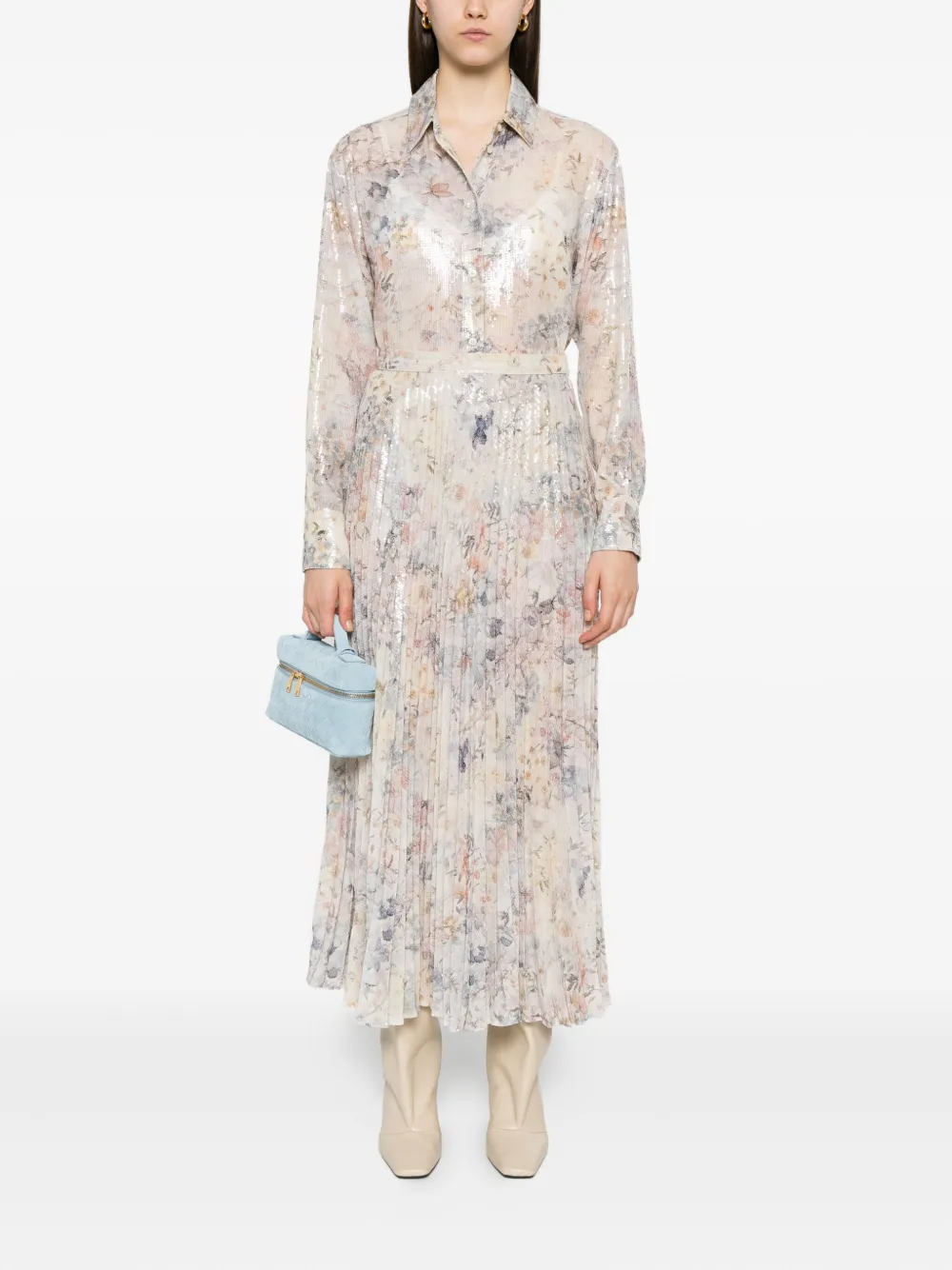 Golden Goose sequin-embellished pleated skirt Beige