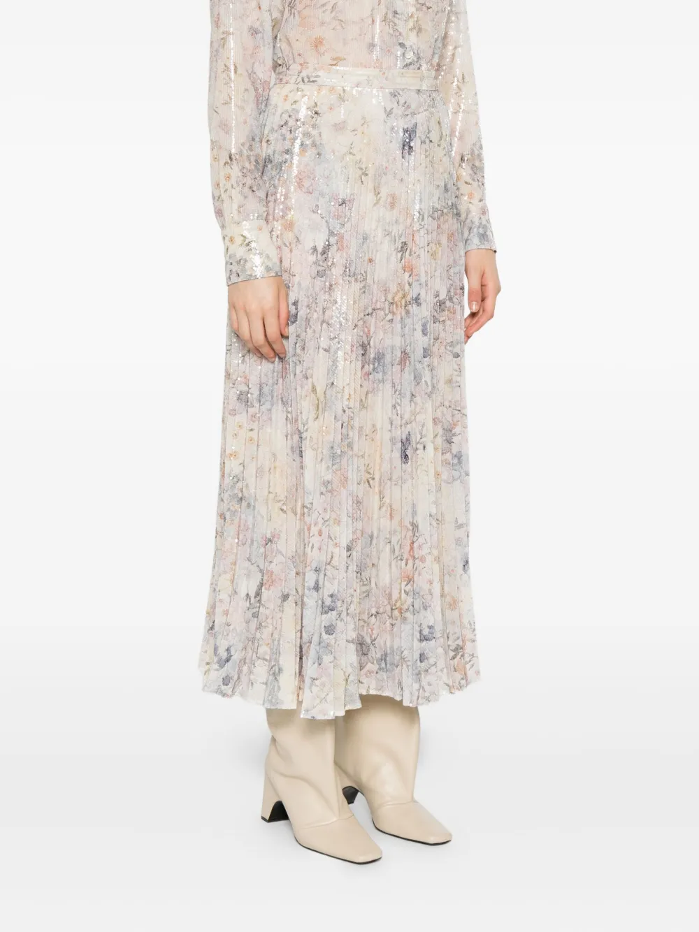 Golden Goose sequin-embellished pleated skirt Beige
