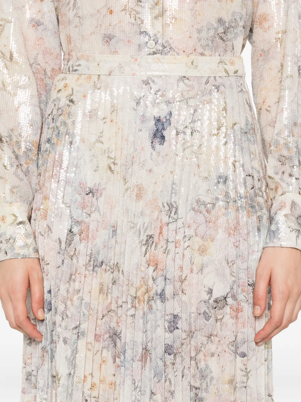 Golden Goose sequin-embellished pleated skirt Beige