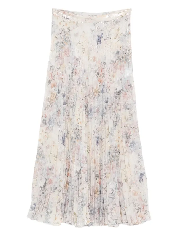 Golden Goose Sequin-embellished Pleated Skirt in Neutrals
