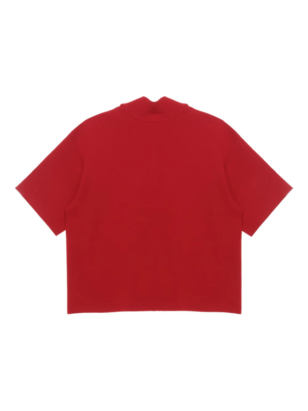 high-neck short-sleeve top