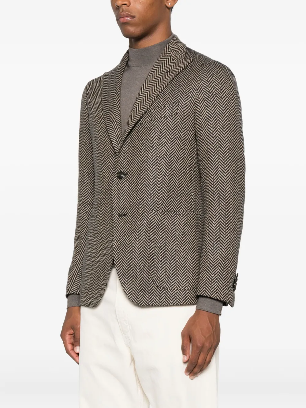 Tagliatore Blazer met visgraatpatroon Beige