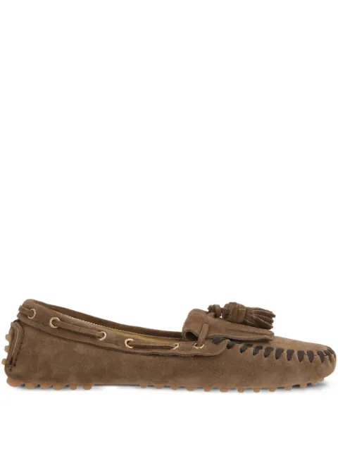 Car Shoe Driving tassel-embellished suede loafers