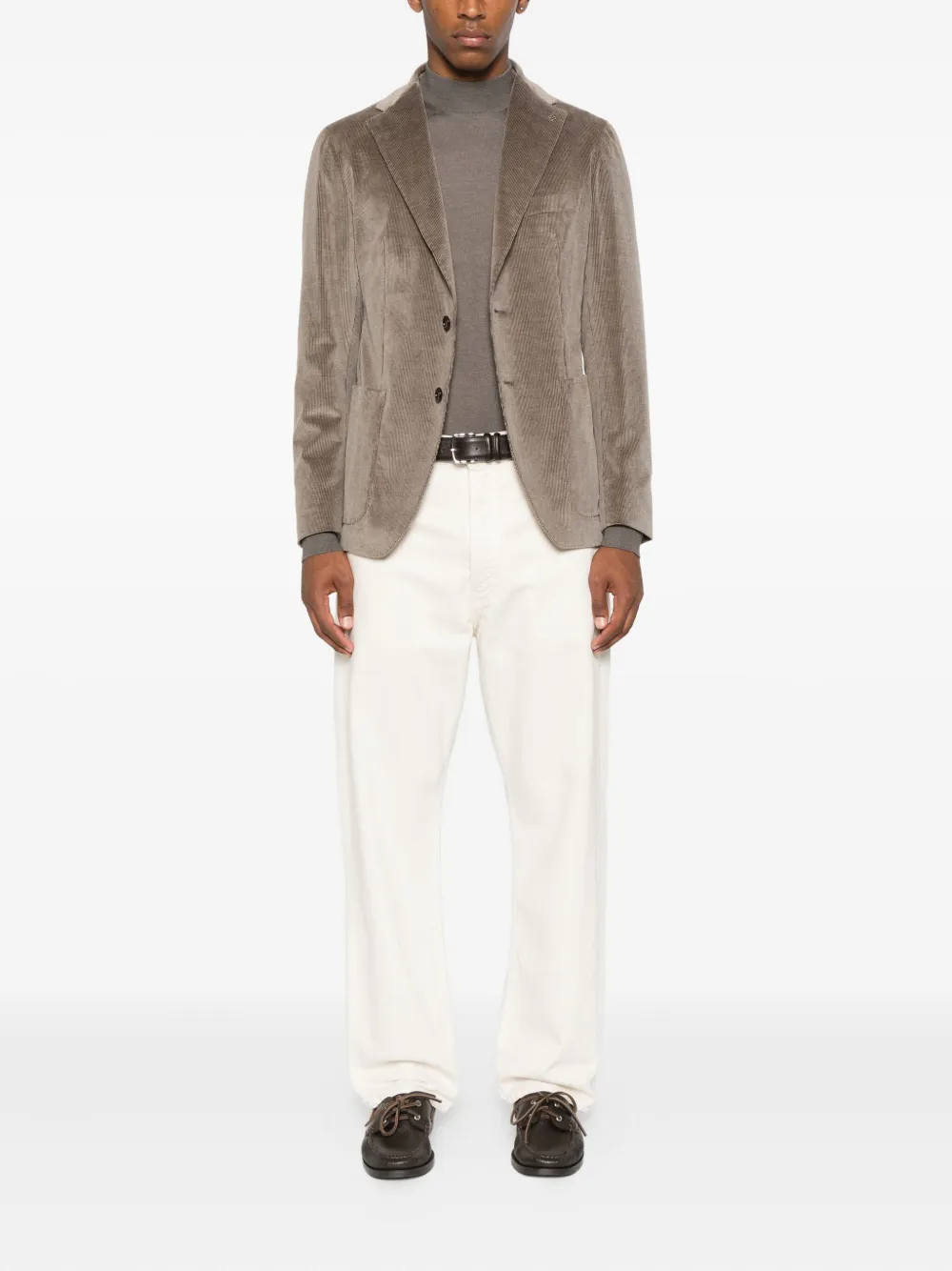 Tagliatore Ribfluwelen blazer met opgestikte zak Bruin