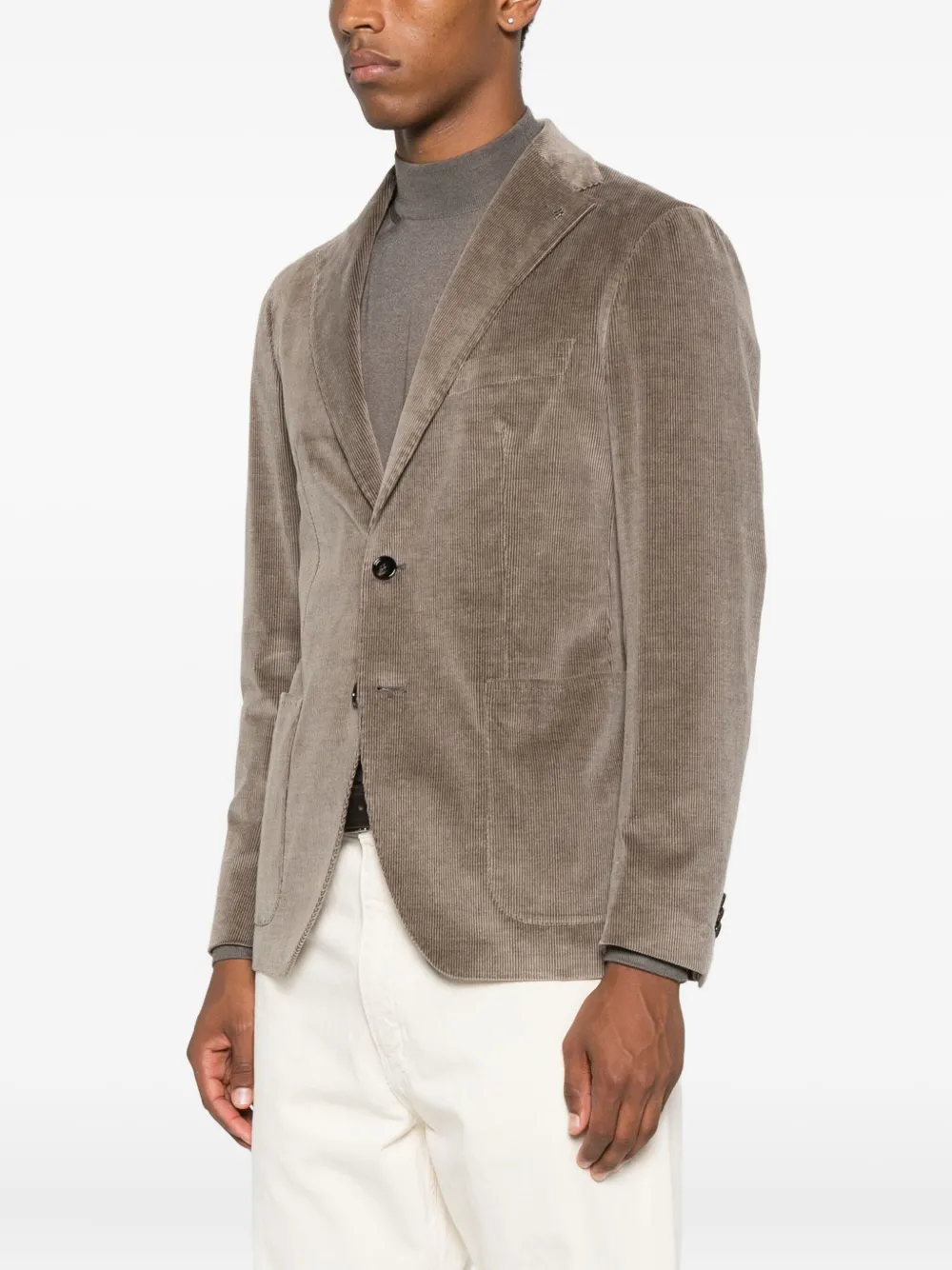 Tagliatore Ribfluwelen blazer met opgestikte zak Bruin