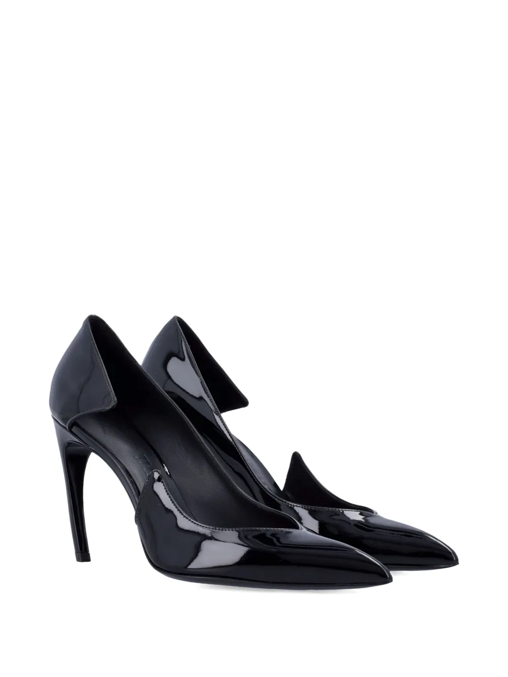 The Attico 95mm Mia patent-leather pointed-toe pumps Black