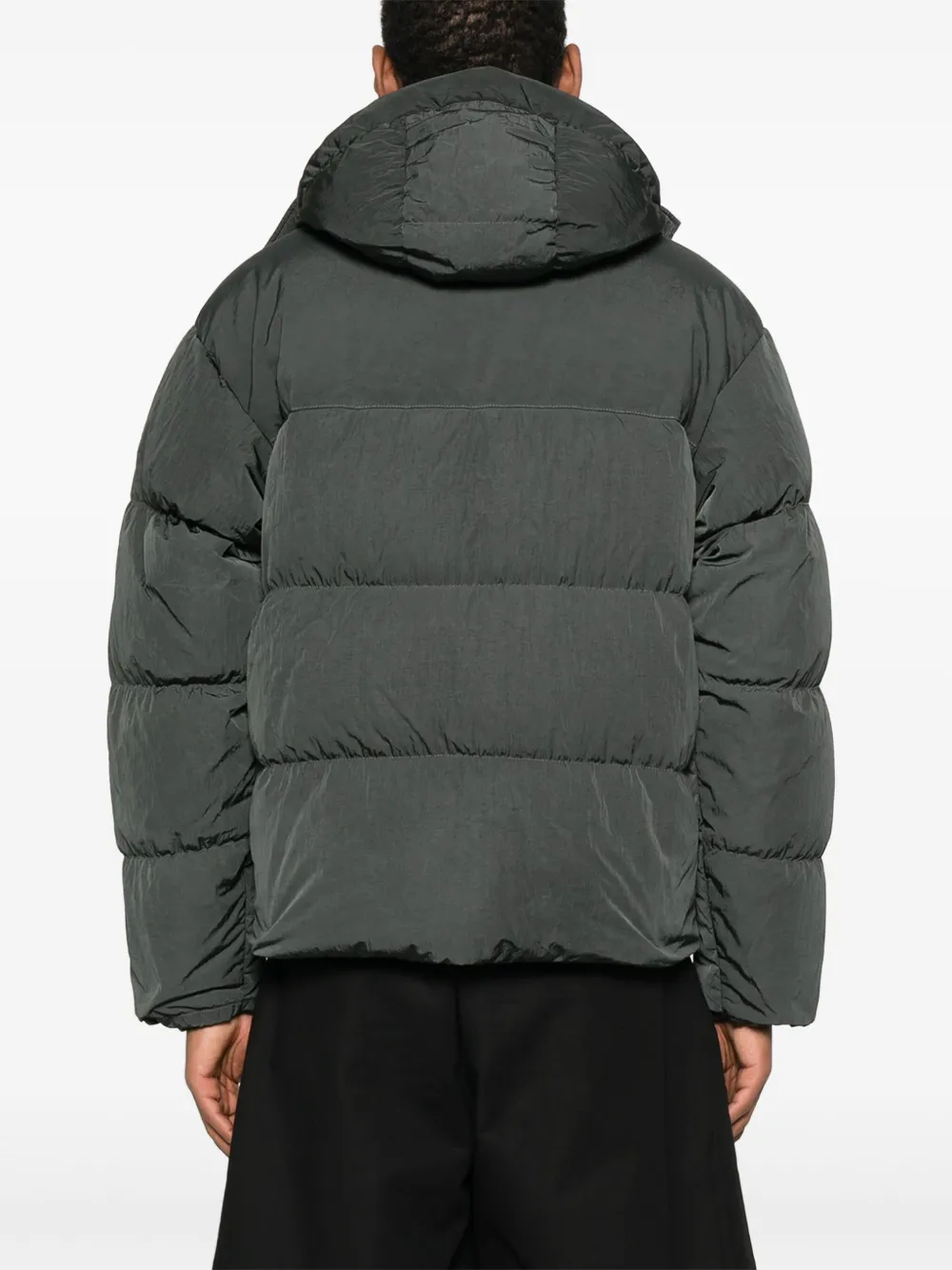 C.P. Company Lens-detail hooded puffer jacket Groen