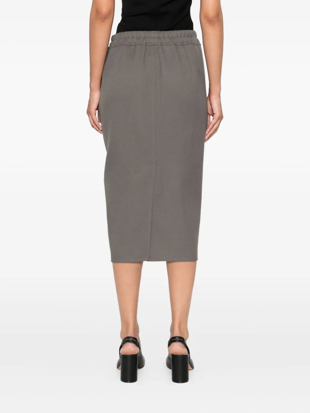 Rick Owens zip-front drawstring midi skirt Grijs