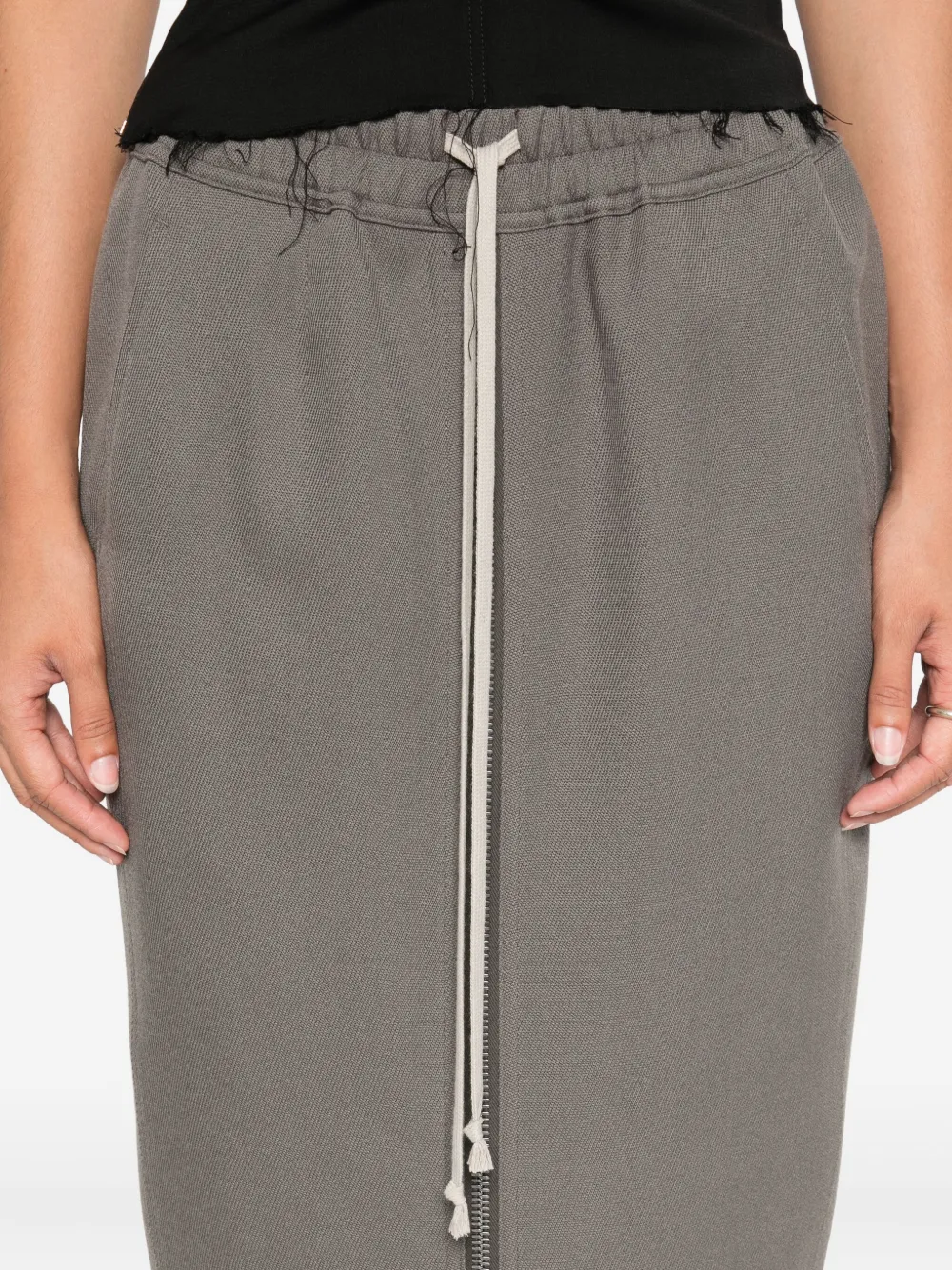Rick Owens zip-front drawstring midi skirt Grijs