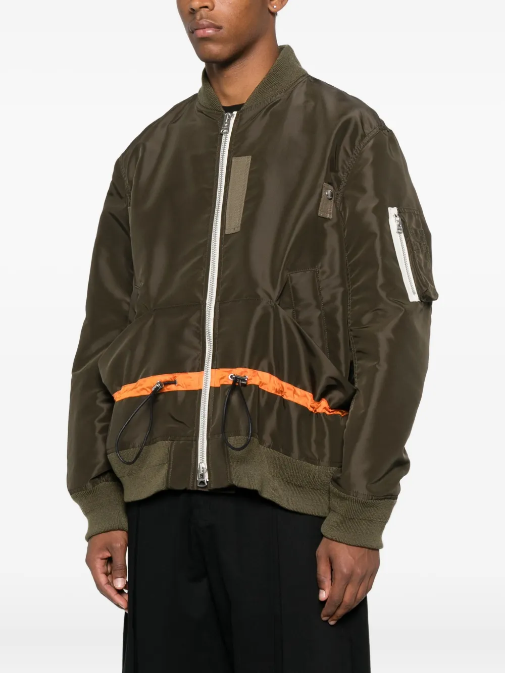 sacai Bomberjack met trekkoordtaille Groen