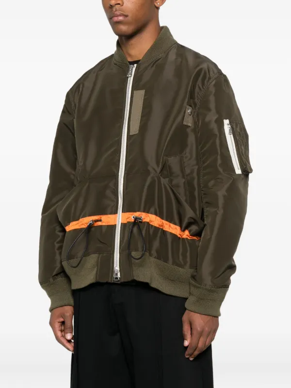 Sacai drawstring-waist Bomber Jacket | Green | FARFETCH