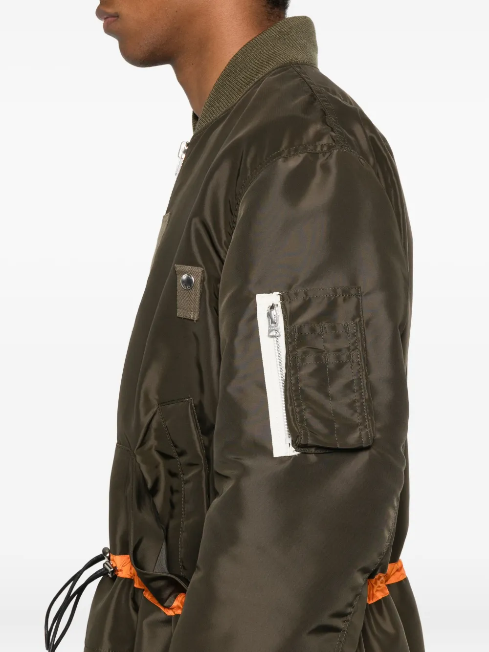 sacai Bomberjack met trekkoordtaille Groen