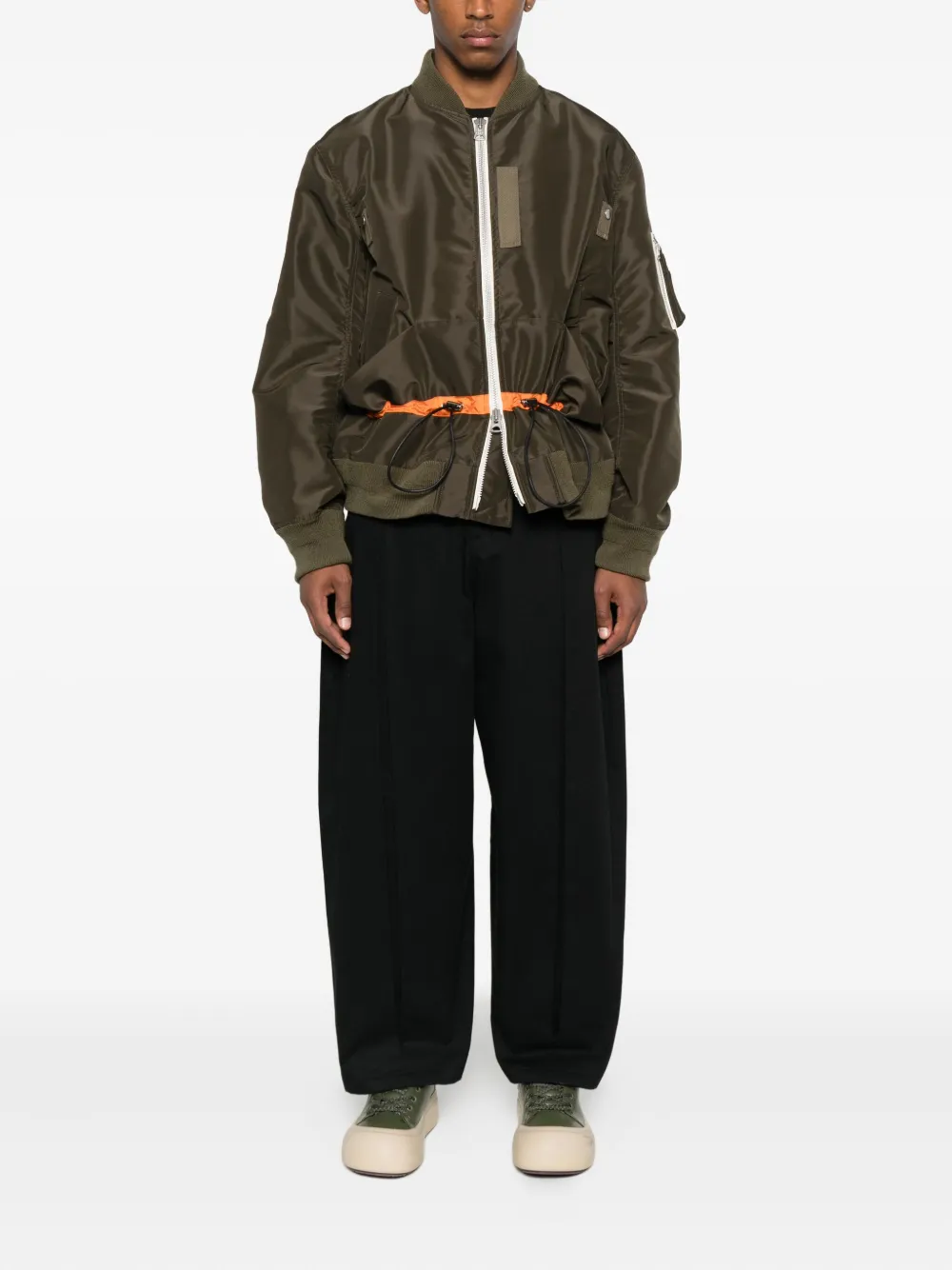 sacai Bomberjack met trekkoordtaille Groen
