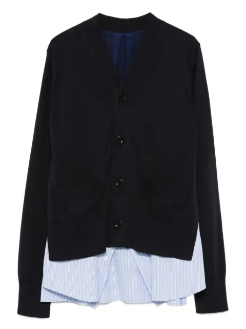 sacai buttoned layered cardigan