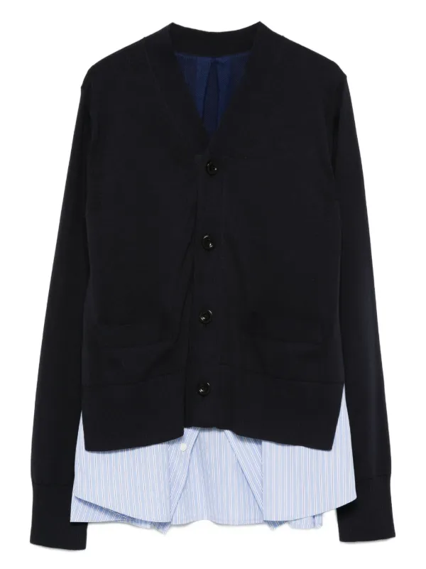 Sacai レイヤード カーディガン | ブルー | FARFETCH JP